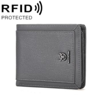 BULL CAPTAIN 07 RFID Anti-theft Cowhide Wallet, Multiple Card Slots, Gray - 1