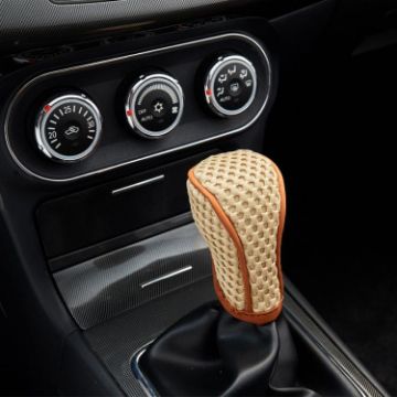 Beige Brown Universal Car Gearshift Cover for Manual Transmission - 1