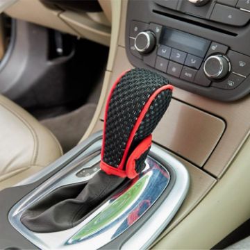 Universal Car Gearshift Cover - Automatic Transmission Black Red - 1