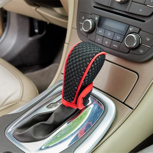 Universal Car Gearshift Cover - Automatic Transmission Black Red - 1
