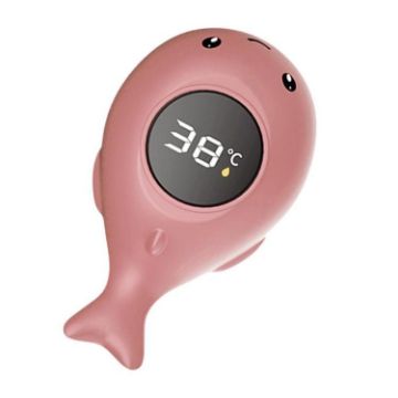 Pink IPX7 Waterproof Cartoon Whale LED Baby Bath Thermometer - 1