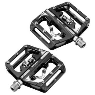 RACEWORK M215 Bicycle Lock & Flat SPD Clipless Pedal Aluminum (Black) - 1