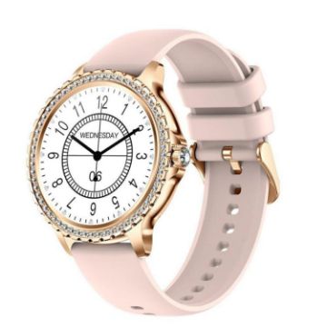 Gold Pink Silicone Strap Sports Smartwatch with Bluetooth Calling & AI Voice - 1