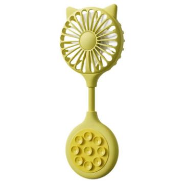 Yellow Mini Suction Cup USB Rechargeable Portable Folding Desktop Fan - 1