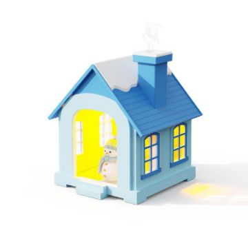 500ML Mini Snow House Humidifier USB Snowman Light, Plug-in Blue - 1