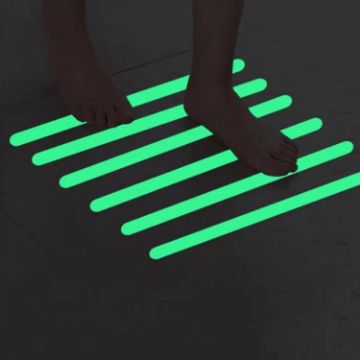 12pcs PEVA Glow-in-Dark Anti-Slip Stickers for Bathroom & Stairs 2x38cm - 1
