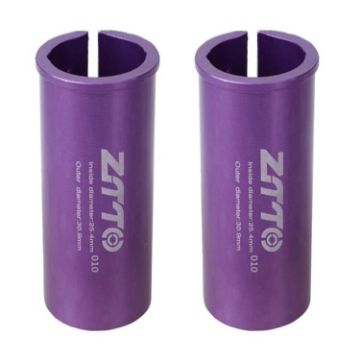 ZTTO Bicycle Seat Post Conversion Sleeve 25.4-30.9mm 2pcs Purple - 1