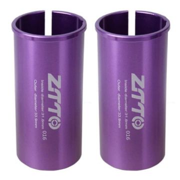 ZTTO Bicycle Seat Post Conversion Sleeve 31.6-33.9mm 2pcs Purple - 1