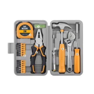 19-Piece Multifunctional Home Repair Hand Toolbox Set - Upgrade Yellow - 1