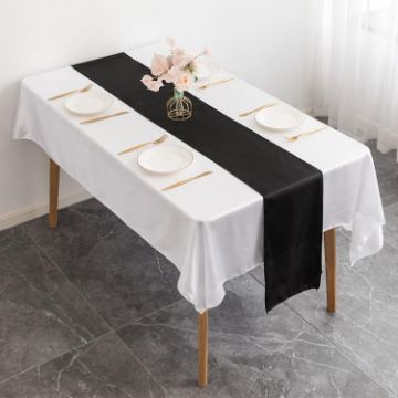Black Polyester Sateen Table Runner 29x275cm - Hotel Wedding Decor - 1