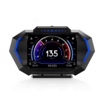 P24 Car HUD Head-up Display OBD+GPS Speedometer Slope Meter - 1