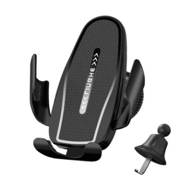 Black Carbon Fiber Clip-on Gravity Car Phone Holder - Hook Clip - 1
