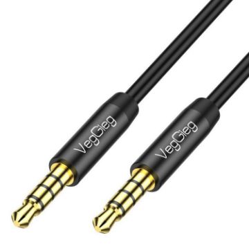 VegGieg 3.5mm Male to Male Aux Audio Cable, 2m Black for Phone/Car - 1