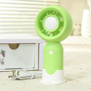 Rechargeable Handheld Fan with Phone Holder - Green Outdoor Camping Fan - 1