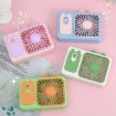 Pink Cartoon Kitten Camera Handheld Rechargeable Fan with Stand - 2