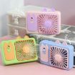 Pink Cartoon Kitten Camera Handheld Rechargeable Fan with Stand - 5