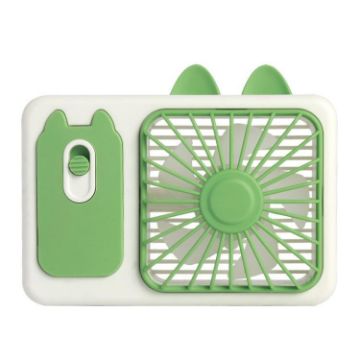 Green Cute Cartoon Kitten Camera Handheld Rechargeable Fan with Stand - 1