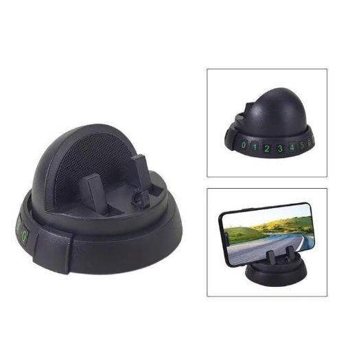 Dashboard Car Phone Holder with Glow-in-the-Dark Parking Number Plate - 1