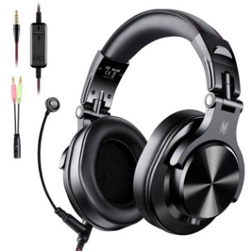 OneOdio A71M Wired DJ Headphones with Mic - Black Computer Headset - 1