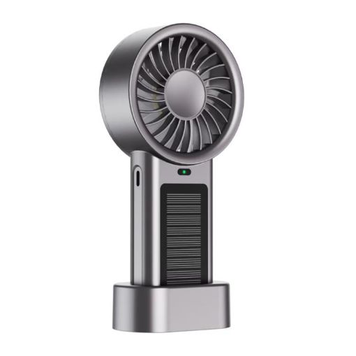 Solar Powered 5-Speed Handheld & Desk Fan, 12 Blades, USB-C Charging - 1