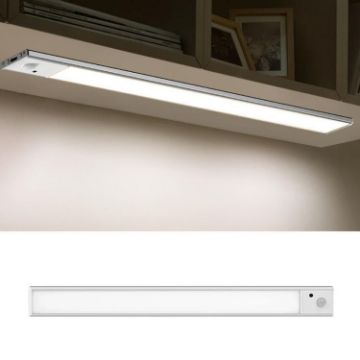 Rechargeable 40cm Motion Sensor Light Bar with Remote - Silver Cabinet Lamp - 1