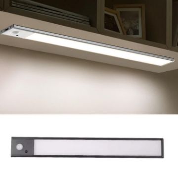 Rechargeable 40cm Motion Sensor Light Bar with Remote - Black Cabinet Lamp - 1