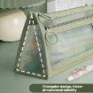 Large Capacity Double-Layer Mesh Pencil Case, Triangular Base, Light Coffee - 5