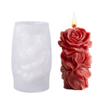 Rose Love Flower Column Aromatherapy Candle Silicone Mold ZW-344 - 1