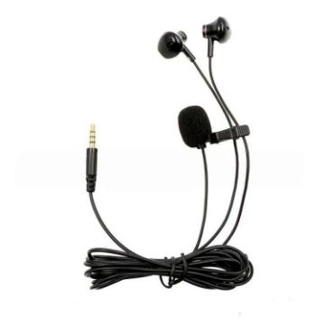 3.5mm TRRS Lapel Microphone & Earphone Stereo Live Monitoring 2m - 1