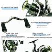 YUMOSHI SE2500 Spinning Reel, Dual Handle, 5.2:1 Gear Ratio, Anti-Shake - 5