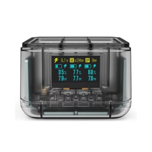 GoPro HERO13 Black Triple Battery Charger Dock with OLED Display - 1
