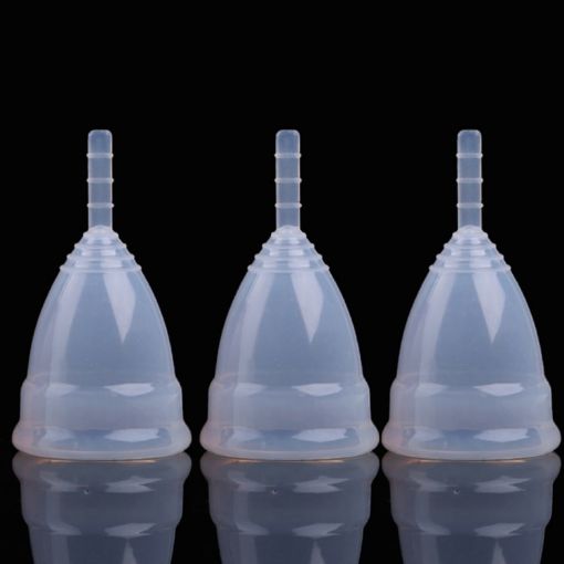 Reusable Soft Silicone Menstrual Cup - 3 PCS, Small, Transparent - 1