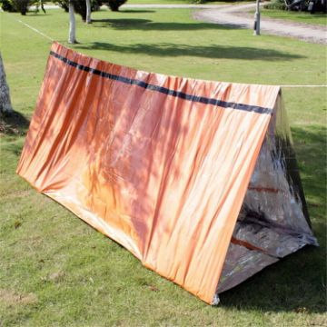 Emergency Orange Tent & Rescue Blanket - First Aid, Sunscreen, Insulation - 1