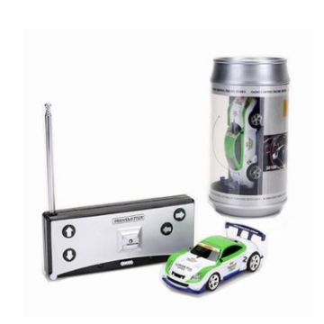 Mini RC Car Radio Remote Control - Coke Can Green & White Racing Car - 1