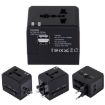 Dual USB Power Socket Charger Adapter 5V 2.1A, UK/EU/US/AU Plug, Black - 1