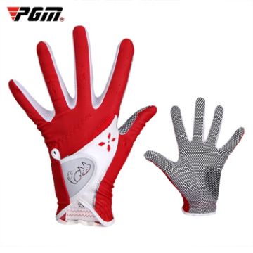 Women's Red PGM Golf Gloves - Non-Slip PU Leather, Size 18 - 1