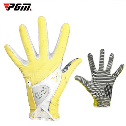 PGM Women's Yellow Non-Slip PU Leather Golf Gloves Size 20 - 1