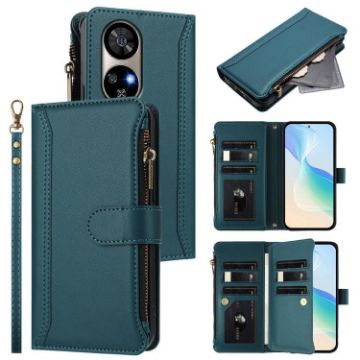 Ulefone Note 17 Pro Dark Green Leather Case - 9 Card Slots & Hand Strap - 1