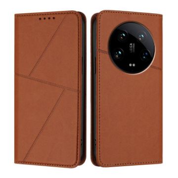 Xiaomi 14 Ultra Magnetic Frosted Flip Leather Case - Coffee Color - 1