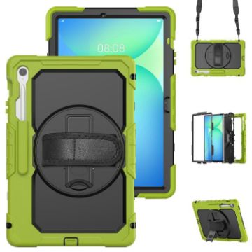Samsung Galaxy Tab S10 FE+ Silicone Hybrid Case with Strap - Yellow Green - 1