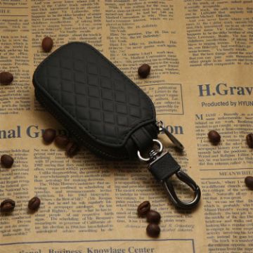 Universal Car Key Case - Black Microfiber Leather Protective Cover - 1