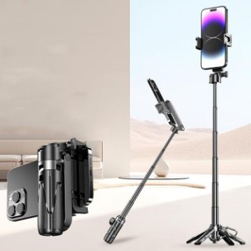 FUNSNAP P15 Mini Portable BT Handle Selfie Stick & Streaming Stand Black - 1