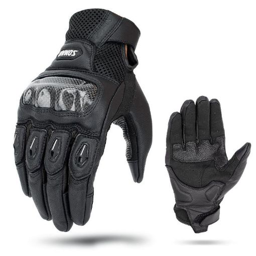 SOMAN MG21 XL Black Motorcycle Sheepskin Carbon Fiber Off-road Gloves - 1
