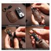 Toyota Corolla 3-Button B111 Crazy Horse Cowhide Key Cover (Black) - 8