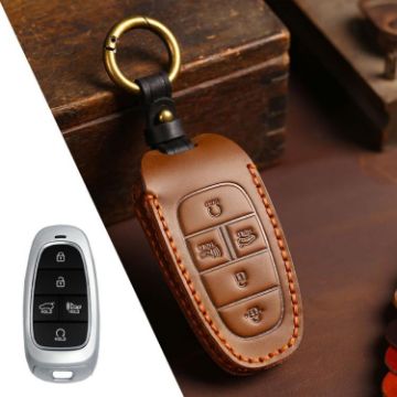 Hyundai Staria/Sonata 5-Button Car Key Cover - Brown Cowhide B123 - 1
