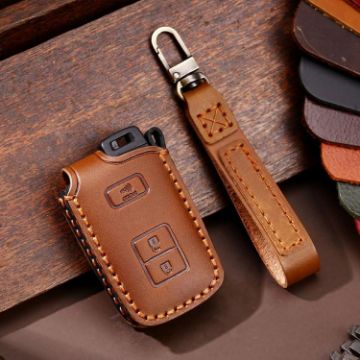 Toyota North American 2+1-Button C012 Cowhide Car Key Cover (Brown) - 1
