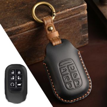 Honda Odyssey 2024 Key Cover - 6-Button Black Crazy Horse Cowhide - 1