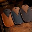 Toyota Alphard 5-Button Blue Cowhide Key Cover - Hallmo Crazy Horse - 3