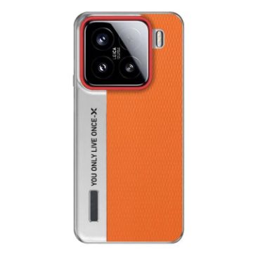 Xiaomi 15 Camera Design Diamond Texture Leather Phone Case Orange - 1