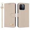 Redmi 11A/12C Apricot Leather Phone Case with Metal Bow & Hand Strap - 1